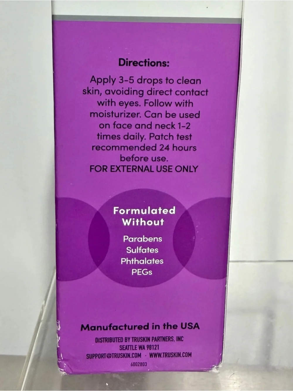 TruSkin Niacinamide B3 FACIAL SERUM, Vitamin E & Hyaluronic Acid, 1 fl oz - NIB